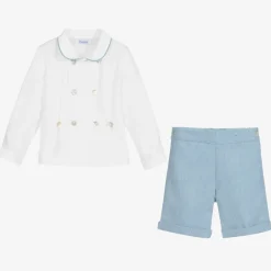 Ancar Boys Blue & White Cotton Buster Suit Online