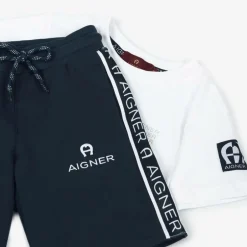AIGNER Boys Blue & White Cotton Shorts Set Hot
