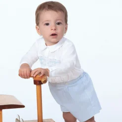 Sarah Louise Boys Blue & White Hand-Smocked Buster Suit Outlet