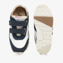 Pom dApi Boys Blue & White Leather Trainers Outlet