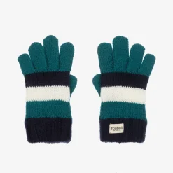 Boboli Boys Blue & White Striped Knitted Gloves Hot