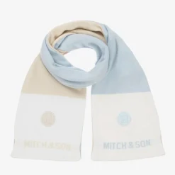 Mitch amp; Son Boys Blue & Beige Reversible Scarf (118cm) Sale