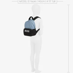 BOSS Boys Blue & Black Canvas Backpack (33cm) New
