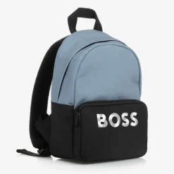BOSS Boys Blue & Black Canvas Backpack (33cm) New