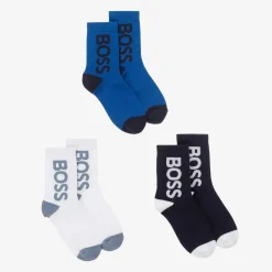 BOSS Boys Blue Ankle Socks (3 Pack) Outlet