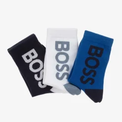 BOSS Boys Blue Ankle Socks (3 Pack) Outlet