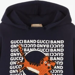 Gucci Boys Blue Cat Logo Hoodie New