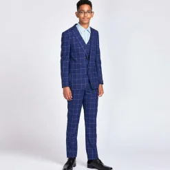 Romano Boys Blue Check Suit New