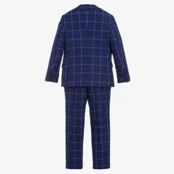 Romano Boys Blue Check Suit New