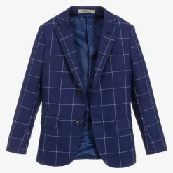 Romano Boys Blue Check Suit New