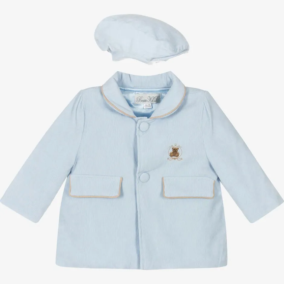 Beau KiD Boys Blue Corduroy Coat & Hat Set Discount