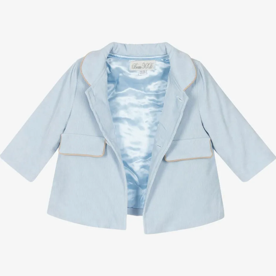 Beau KiD Boys Blue Corduroy Coat & Hat Set Discount