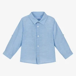 Mayoral Boys Blue Cotton & Linen Shirt Clearance