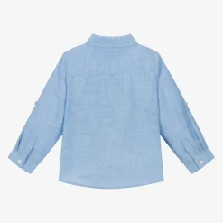 Mayoral Boys Blue Cotton & Linen Shirt Clearance