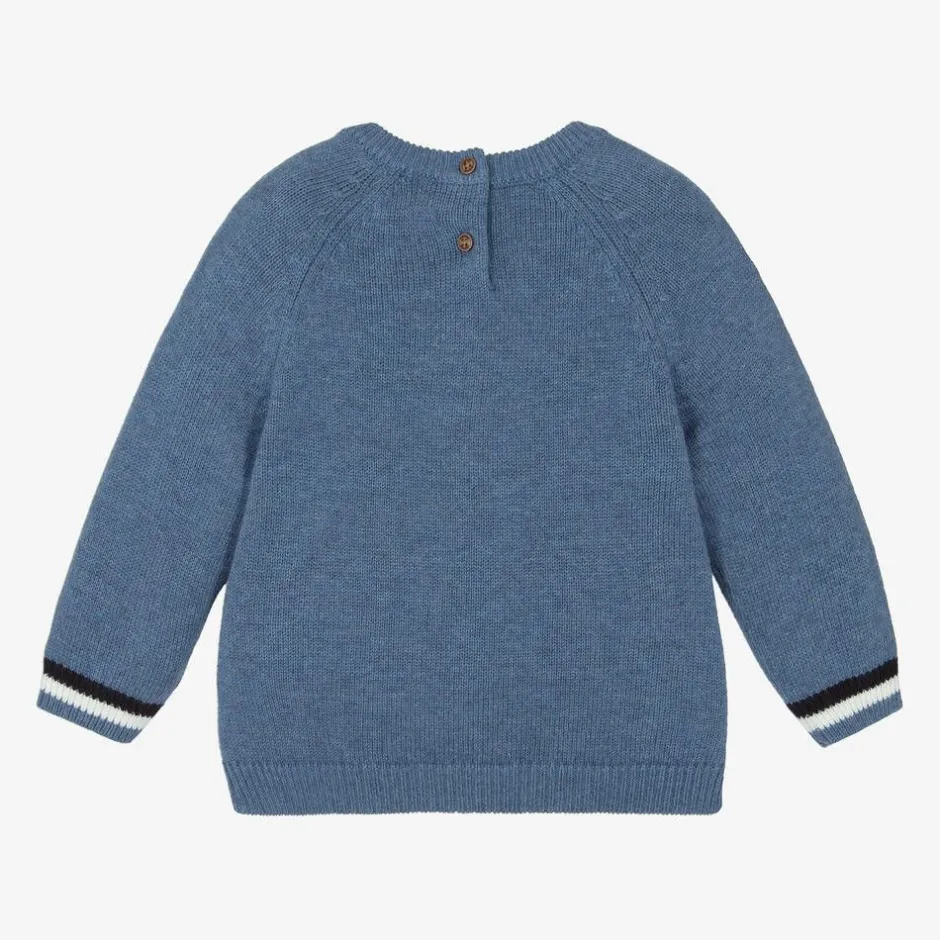 Mayoral Boys Blue Cotton & Wool Knit Robot Sweater