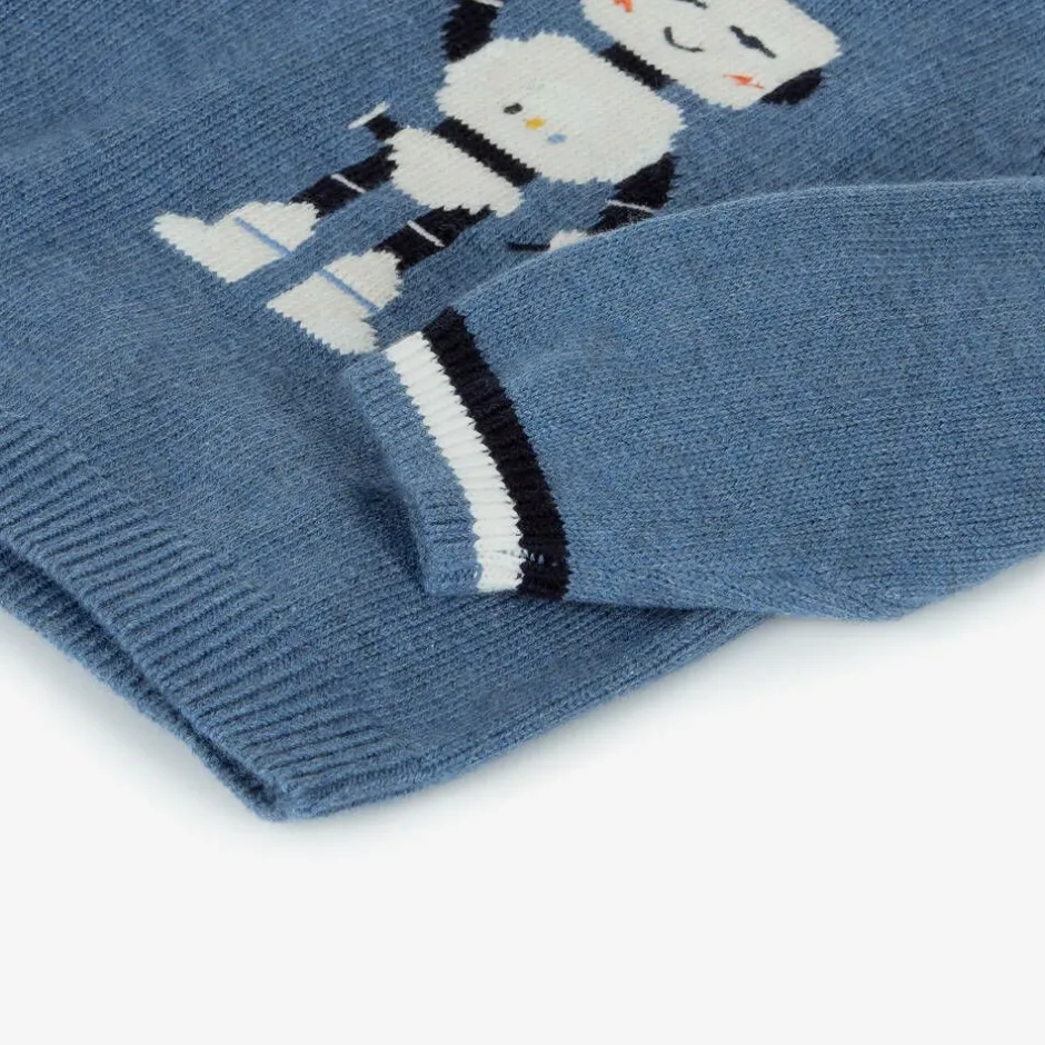 Mayoral Boys Blue Cotton & Wool Knit Robot Sweater