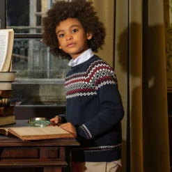 Dr. Kid Boys Blue Cotton & Wool Knit Sweater New