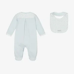 Emporio Armani Boys Blue Cotton Babysuit Set Clearance
