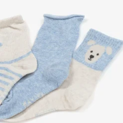Mayoral Boys Blue Cotton Bear Socks (3 Pack)