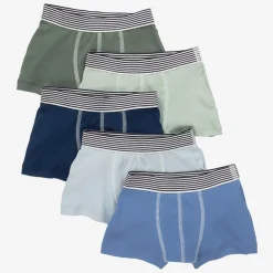 Petit Bateau Boys Blue Cotton Boxer Shorts (5 Pack) Outlet