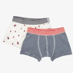 Petit Bateau Boys Blue Cotton Boxer Shorts (2 Pack) Sale