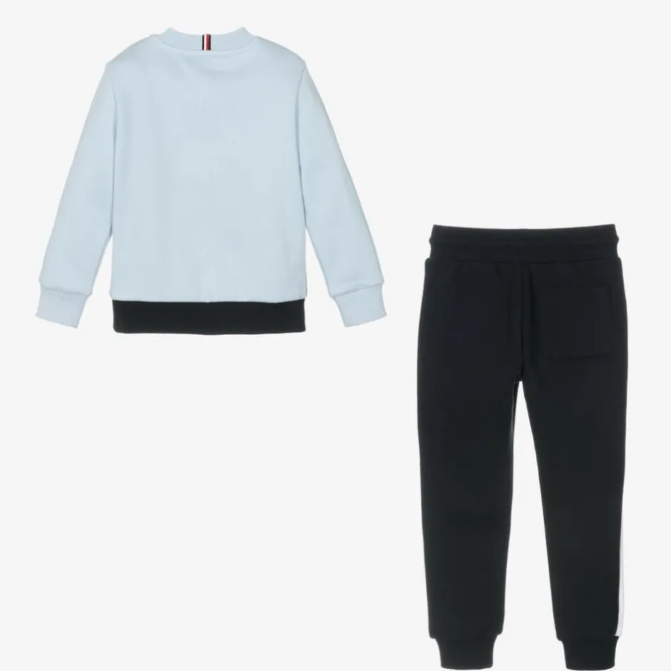 Tommy Hilfiger Boys Blue Cotton Colourblock Tracksuit Clearance