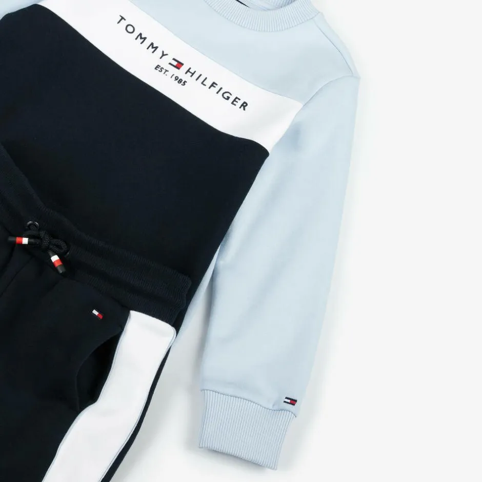 Tommy Hilfiger Boys Blue Cotton Colourblock Tracksuit Clearance