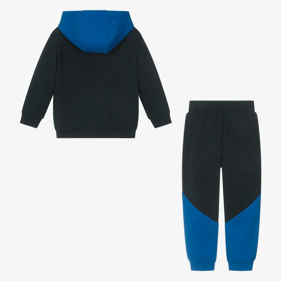 EA7 Emporio Armani Boys Blue Cotton Colourblock Tracksuit Clearance