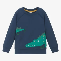 Frugi Boys Blue Cotton Crocodile Sweatshirt Discount