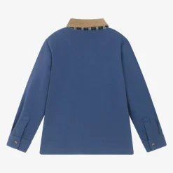 Lapin House Boys Blue Cotton Deer Print Polo Shirt Hot