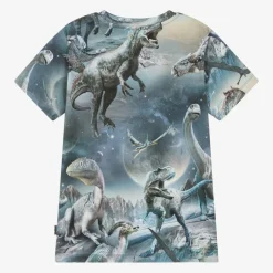 Molo Boys Blue Cotton Dinosaur Print T-Shirt Best