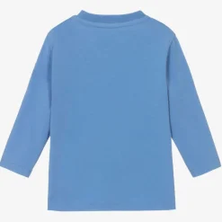 Moncler Enfant Boys Blue Cotton Embossed Top Online