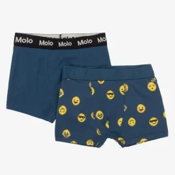 Molo Boys Blue Cotton Emoji Boxers (2 Pack) Best