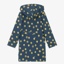 Molo Boys Blue Cotton Emoji Dressing Gown New