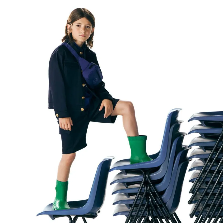 Versace Boys Blue Cotton Gabardine Shorts Online