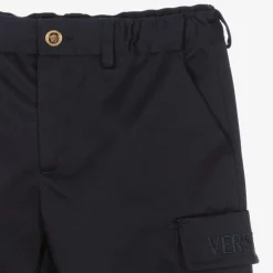 Versace Boys Blue Cotton Gabardine Shorts Online