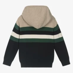 Mayoral Boys Blue Cotton Knit Striped Zip-Up Top Clearance