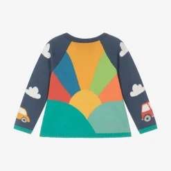 Frugi Boys Blue Cotton Knit Sunrise Cardigan Sale
