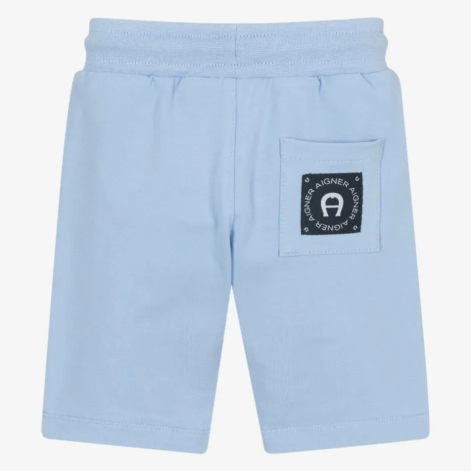 AIGNER Boys Blue Cotton Logo Tape Shorts