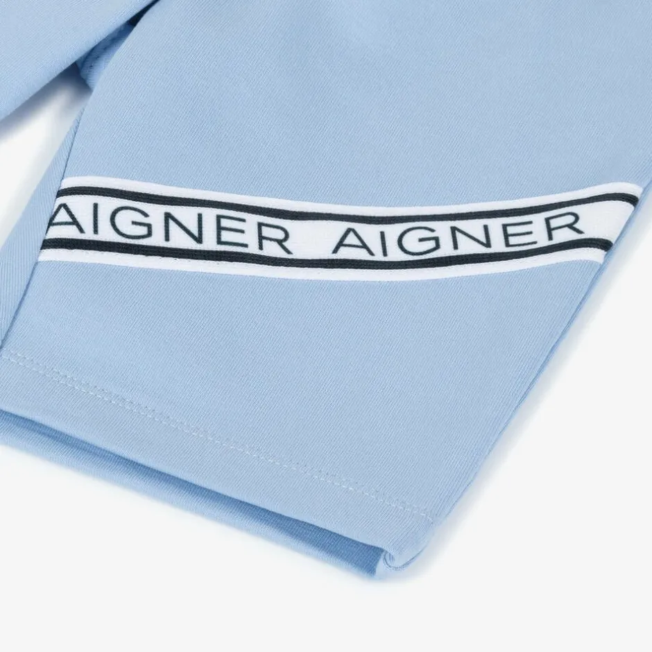 AIGNER Boys Blue Cotton Logo Tape Shorts