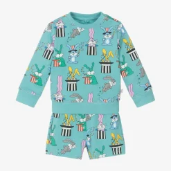 Stella McCartney Kids Boys Blue Cotton Magic Bunnies Shorts Set Outlet