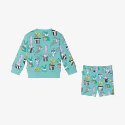 Stella McCartney Kids Boys Blue Cotton Magic Bunnies Shorts Set Outlet