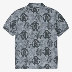 Roberto Cavalli Boys Blue Cotton Monogram Polo Shirt Hot