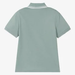 Emporio Armani Boys Blue Cotton Piqué Polo Top Outlet