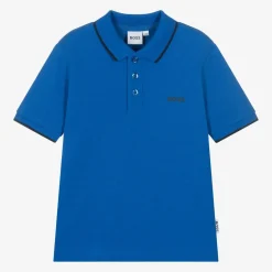 BOSS Boys Blue Cotton Polo Shirt New
