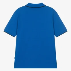 BOSS Boys Blue Cotton Polo Shirt New