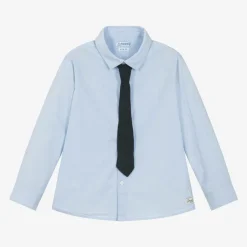 Mayoral Boys Blue Cotton Shirt Hot