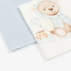 Jamiks Boys Blue Cotton Teddy Muslins (2 Pack)