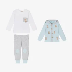 Caramelo Kids Boys Blue Cotton Teddy Tracksuit Set Sale