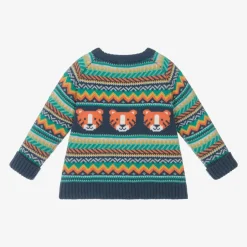 Frugi Boys Blue Cotton Tiger Fair Isle Sweater Clearance